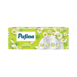 Toalettpapír, 3 rétegű, kistekercses, 10 tekercs, PUFINA "Chamomile", kamilla illattal