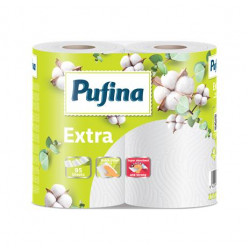 Háztartási papírtörlő, 2 rétegű, 95 lap, 2 tekercses, PUFINA "Extra" Háztartási papírtörlő, 2 rétegű, 95 lap, 2 tekercses, PUFINA "Extra"