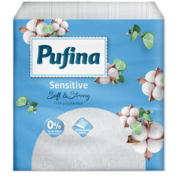 Szalvéta, 1/4 hajtogatott, 1 rétegű, 24x24 cm, 90 db, PUFINA "Sensitive"