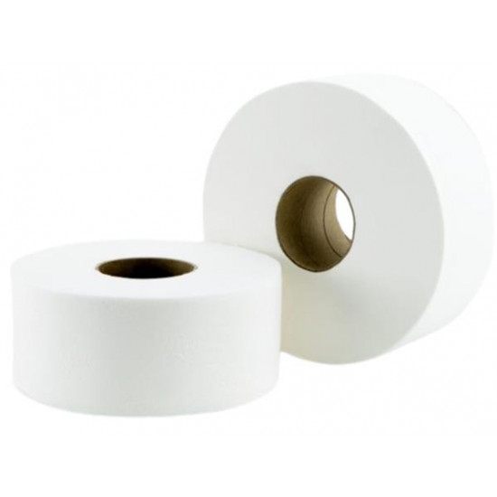 Toalettpapír, 2 rétegű, nagytekercses, 10 méter, 19 cm átmérő, hófehér