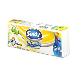 Papír zsebkendő, 3 rétegű, 100 db, "Sindy", kamilla