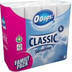 Toalettpapír, 3 rétegű, 32 tekercses, "Ooops!", sensitive