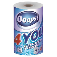Háztartási papírtörlő, 2 rétegű, 200 lap, tekercses, "Ooops! 4You"