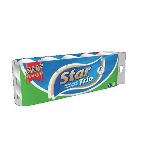 Toalettpapír, 3 rétegű, 10 tekercses, "Star Trio"