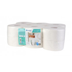 Toalettpapír, 2 rétegű, 19 cm átmérő, VICTORIA HYGIENE, "Fine Mini Jumbo", fehér