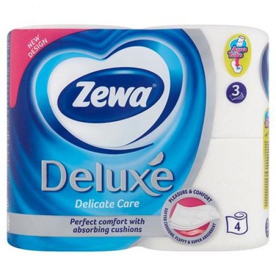 Toalettpapír, 3 rétegű, 4 tekercses, ZEWA "Deluxe", fehér
