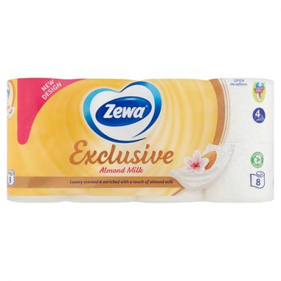 Toalettpapír, 4 rétegű, 8 tekercses, ZEWA "Exclusive", almond milk