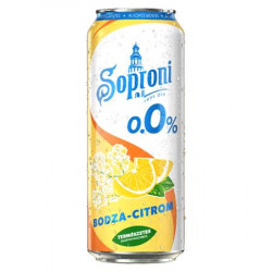 Alkoholmentes sör, 0,5 l, dobozos, SOPRONI "0.0%", bodza-citrom