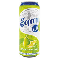 Alkoholmentes sör, 0,5 l, dobozos, SOPRONI "0.0%", körte-citrom Alkoholmentes sör, 0,5 l, dobozos, SOPRONI "0.0%", körte-citrom