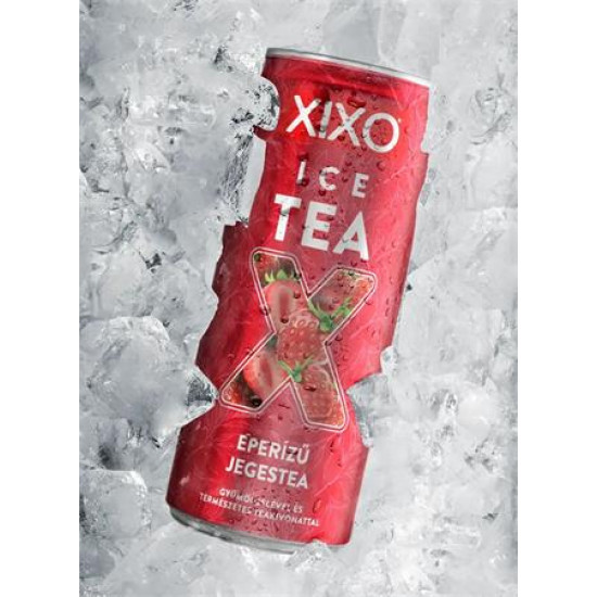 Üdítőital, szénsav- és cukormentes, 250 ml, XIXO "Ice Tea", eperízű rooibos jegestea