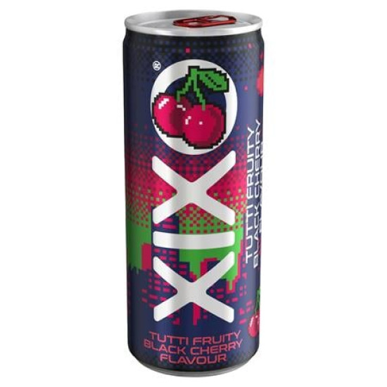 Üdítőital, szénsavas, 250 ml, XIXO "Tutti Fruity", fekete cseresznye Üdítőital, szénsavas, 250 ml, XIXO "Tutti Fruity", fekete cseresznye