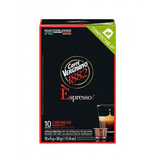 Kávékapszula, Nespresso® kompatibilis, 10 db, CAFFÉ VERGNANO "Espresso Cremoso"