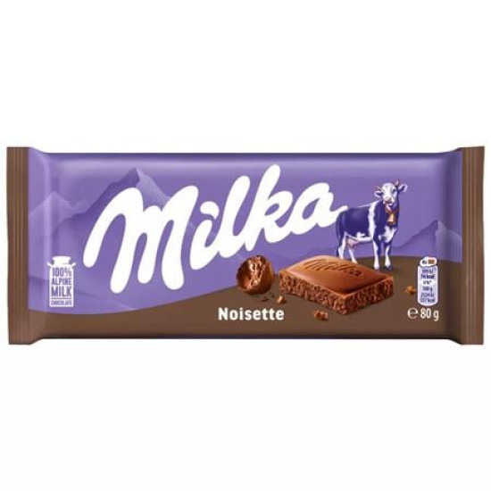 Táblás csokoládé, 80 g, MILKA "Noisette"