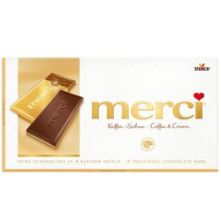 Táblás tejcsokoládé, 100 g, MERCI, kávés-tejszínes