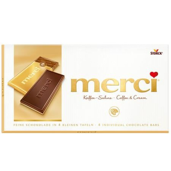 Táblás tejcsokoládé, 100 g, MERCI, kávés-tejszínes