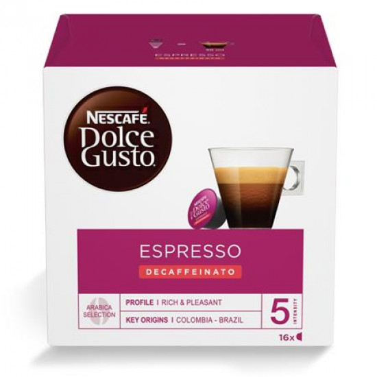 Kávékapszula, 16x7 g, NESCAFÉ "Dolce Gusto Espresso", koffeinmentes