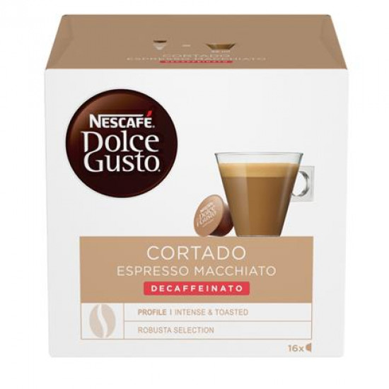 Kávékapszula, 16 db,  NESCAFÉ "Dolce Gusto Cortado", koffeinmentes