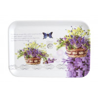 Tálca, műanyag, szögletes, levendula mintás, 34x23cm Tálca, műanyag, szögletes, levendula mintás, 34x23cm