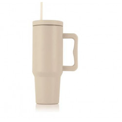 Termoszbögre, 1,2 l,  szívószállal, füllel, bézs