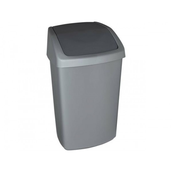 Billenős szemetes, 50 l, CURVER "Swing top", ezüst/grafit