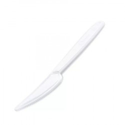 Kés, műanyag, többször használatos, 18 cm, 50 db, fehér