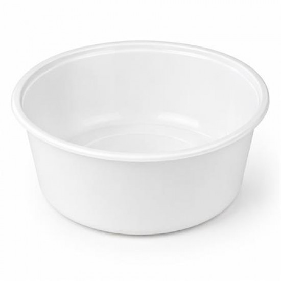 Műanyag leveses tányér, tetőzhető, 500 ml, 50 db, fehér