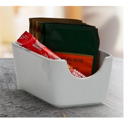 Cukor és teafilter tartó, négyszögletes, fehér, 11x7,5cm, "CoffeeTime"