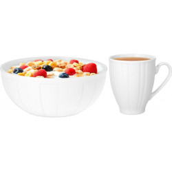 Müzlis tálka, 14 cm + bögre, 38 cl szett, ROTBERG, fehér, "Oslo" Müzlis tálka, 14 cm + bögre, 38 cl szett, ROTBERG, fehér, "Oslo"