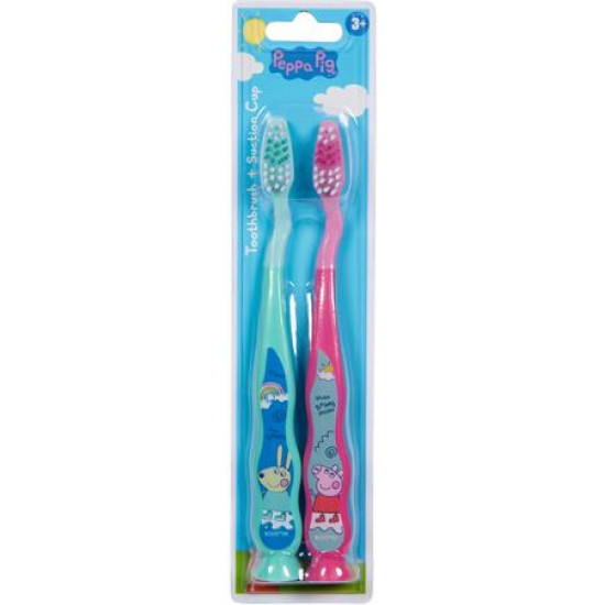 Fogkefe, gyerekeknek, puha, 2 db, tapadókoronggal, 3+, "Peppa Pig"