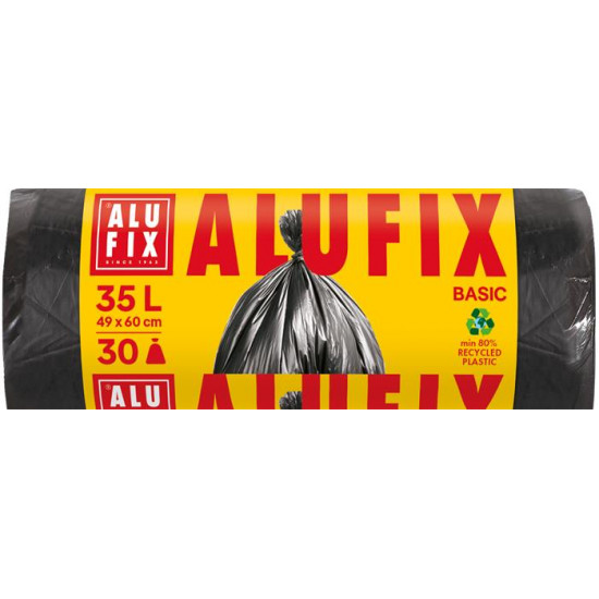 Szemeteszsák, 35 l, 30 db, 49x60 cm, 8 µ, ALUFIX "Economy", fekete