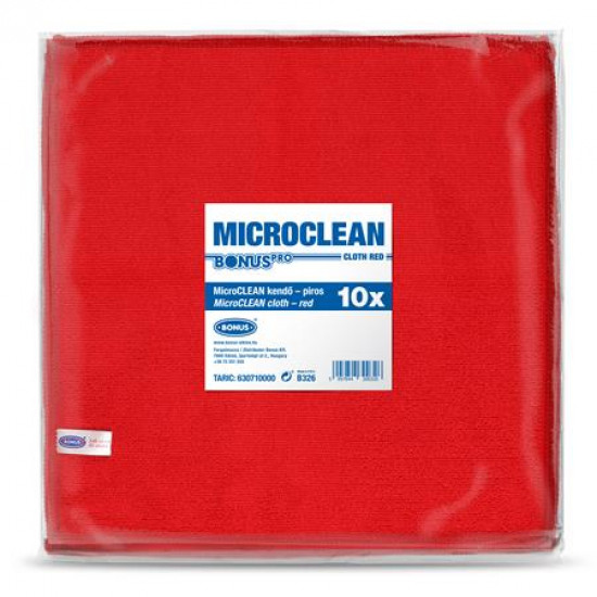 Törlőkendő, univerzális, 10 db, 32x32 cm, BONUS "MicroCLEAN", piros