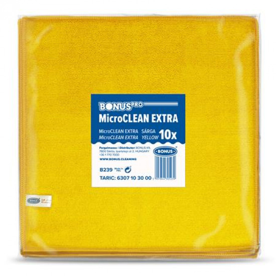 Törlőkendő, univerzális, 10 db, 40x40 cm, BONUS "MicroCLEAN Extra", sárga