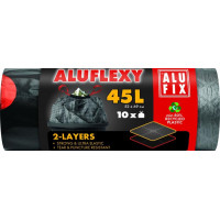 Szemeteszsák, zárószalagos, kétrétegű, 45 l, 10 db, 52x69 cm, 28 µ, ALUFIX "Aluflexy"