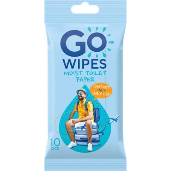 Toalettpapír, nedves, 10 db, GO WIPES "Comfort"