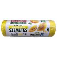 Szemeteszsák, újrahasznosított, köthető füles, illatosított, 60 l, 15 db, 59x72 cm, 13 µ, MAZZINI, citrus illat Szemeteszsák, újrahasznosított, köthető füles, illatosított, 60 l, 15 db, 59x72 cm, 13 µ, MAZZINI, citrus illat