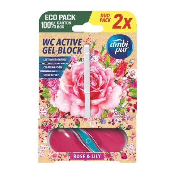 WC tisztító blokk, 2x45 g, AMPI PUR, rózsa és liliom WC tisztító blokk, 2x45 g, AMPI PUR, rózsa és liliom
