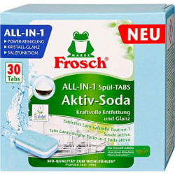 Mosogatógép tabletta, 30 db, FROSCH "All-in-1", aktív szóda