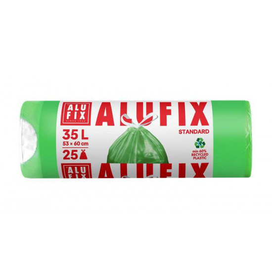 Szemeteszsák, zárószalagos,  35 l, 25 db,  ALUFIX