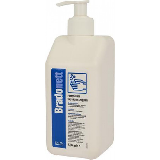 Folyékony szappan, fertőtlenítő, pumpás, 500 ml, BRADONETT Folyékony szappan, fertőtlenítő, pumpás, 500 ml, BRADONETT