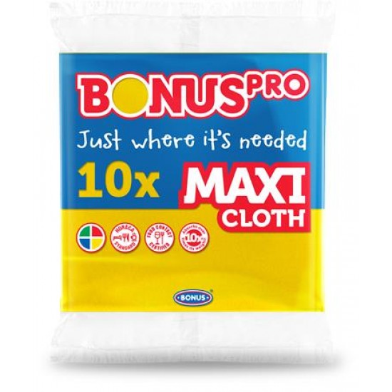 Törlőkendő, univerzális, 10 db, BONUS "Professional Maxi", sárga