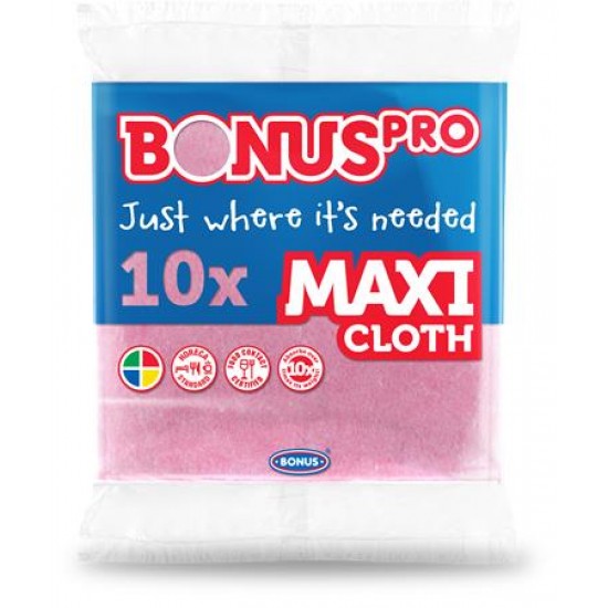 Törlőkendő, univerzális, 10 db, BONUS "Professional Maxi", pink