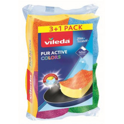 Mosogatószivacs, 3+1 db,  VILEDA "Pur Active Colors "