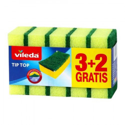 Mosogatószivacs, 3+2 db, VILEDA "Tip Top", sárga