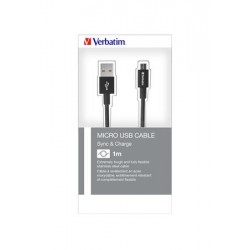 USB kábel, USB - micro USB, 1 m, VERBATIM, fekete