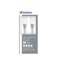 USB kábel, USB-C 3.1 - USB-C , 30 cm, VERBATIM, ezüst