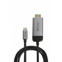 Adapter, USB-C/HDMI, 4K, kábellel, VERBATIM, alumínium-fekete