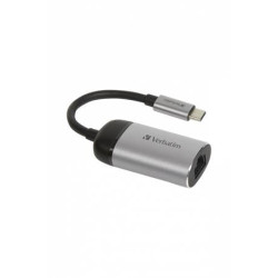 Adapter, USB-C/Gigabit Ethernet, VERBATIM, alumínium-fekete