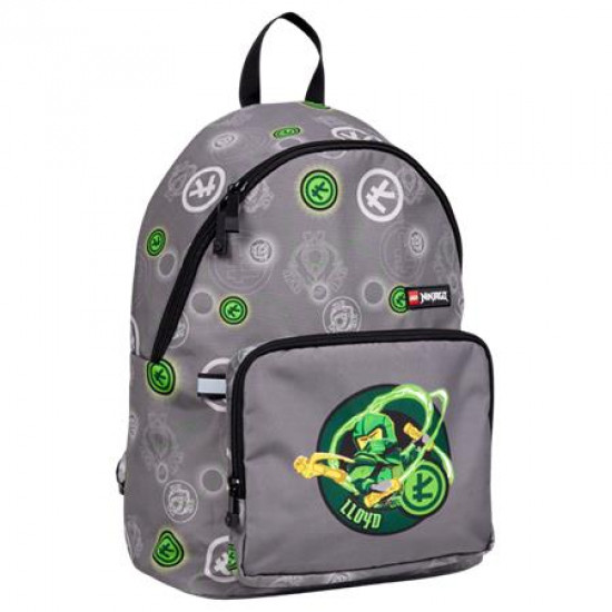 Hátizsák, közepes, LEGO "Ninjago Elemental Master of Energy", szürke-mintás