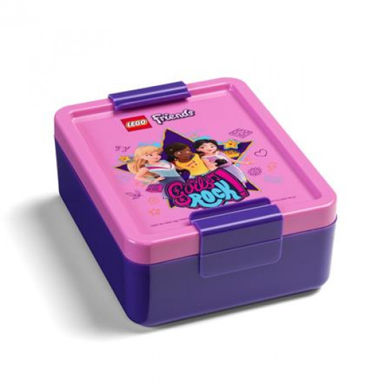 Uzsonnás doboz, LEGO "Friends", lila-rózsaszín-mintás
