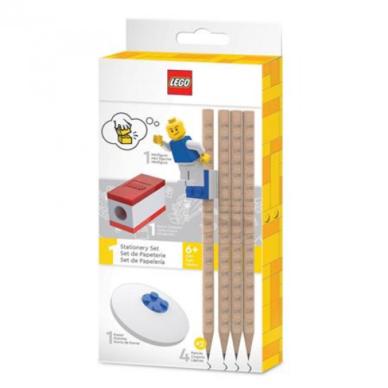 Grafitceruza szett, hegyezővel, radírral, mini figurával, LEGO